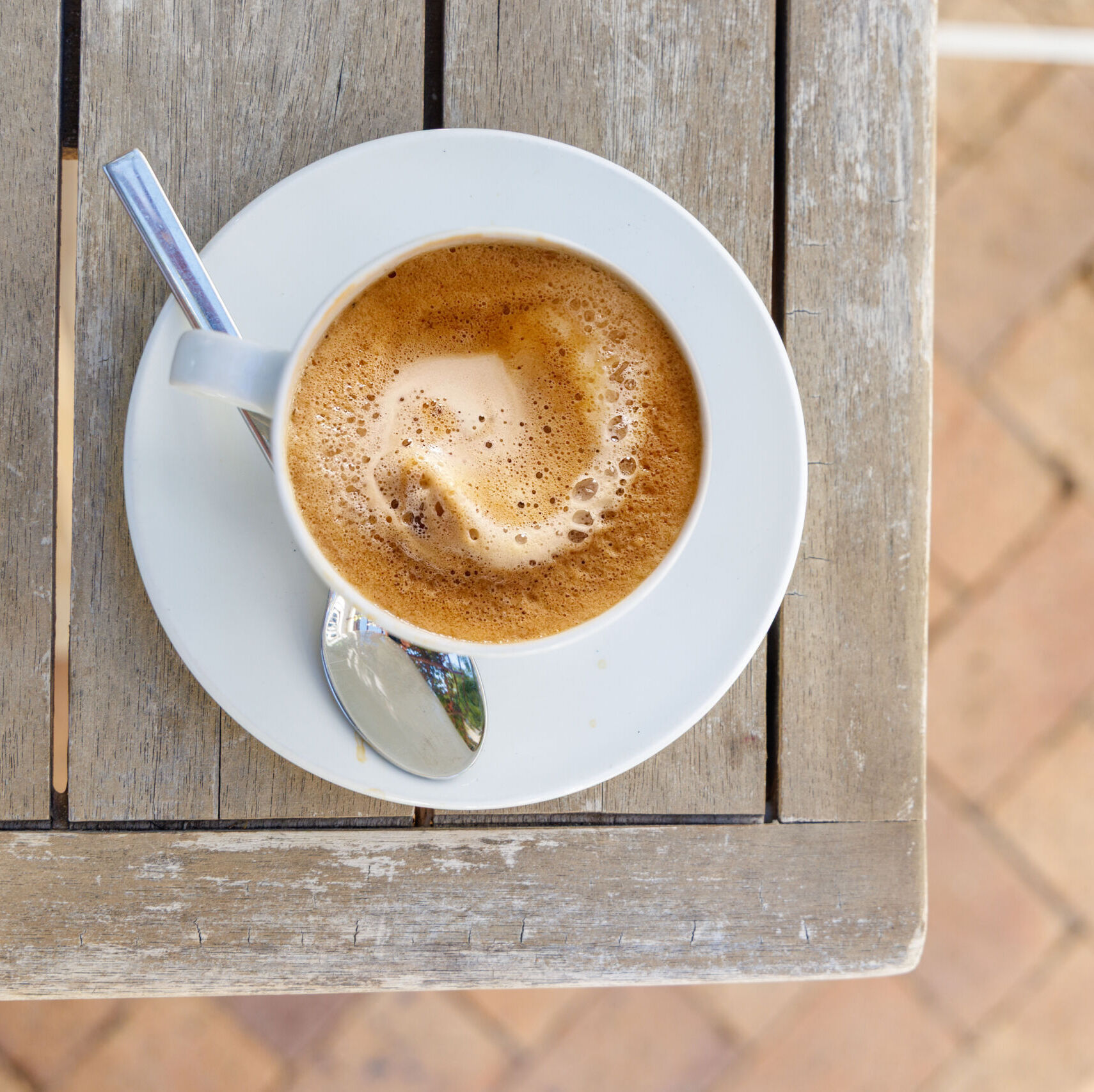 Cappuccino on wooden table